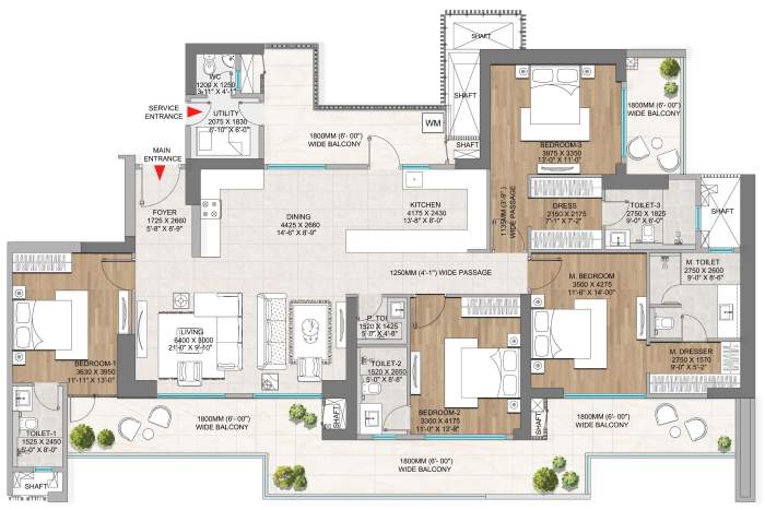 3 BHK Unit Plan