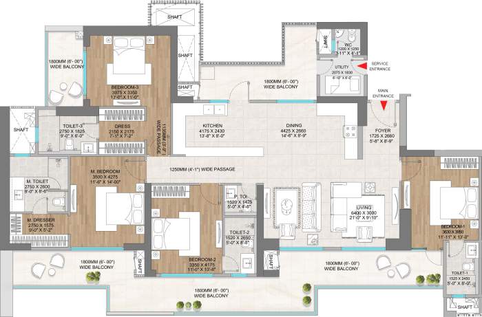 4 BHK Unit Plan