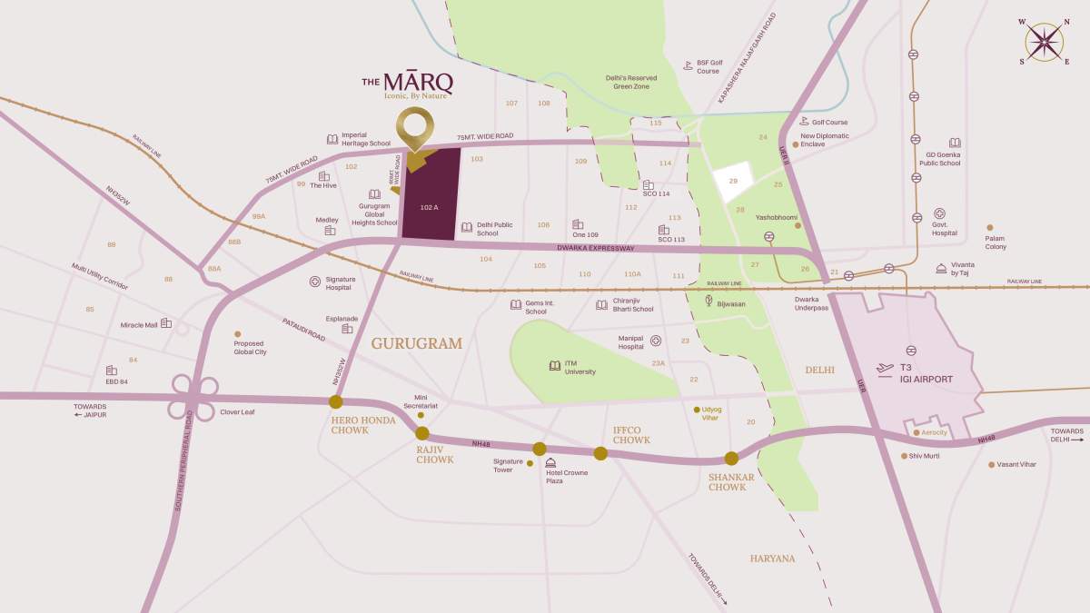 Adani Realty Sector 102 - Adani The Marq Location Map